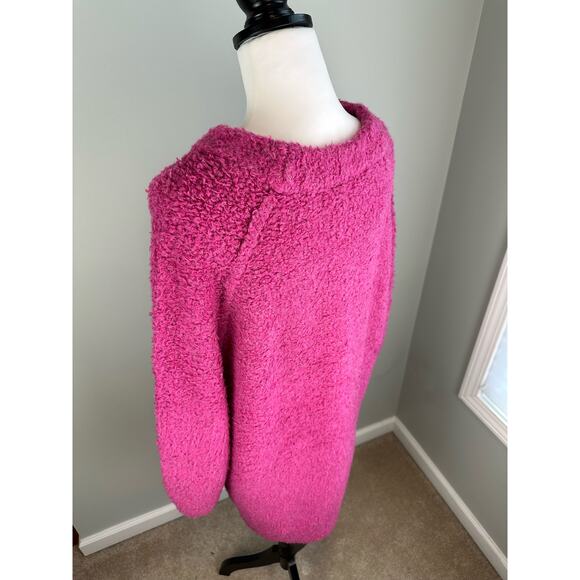 NWOT Free People Oversized Teddy Tunic Sweater Fuchsia -SML - Picture 5 of 10